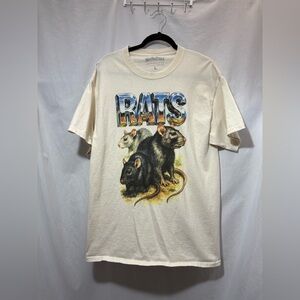 Vintage/80’s inspired Glam Rock Cream "Rats" Graphic T-Shirt - Size Large